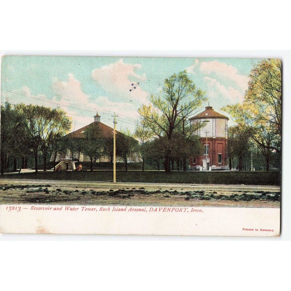 Davenport Iowa IA Rock Island Arsenal Water Tower Postcard 1912 Divided Back